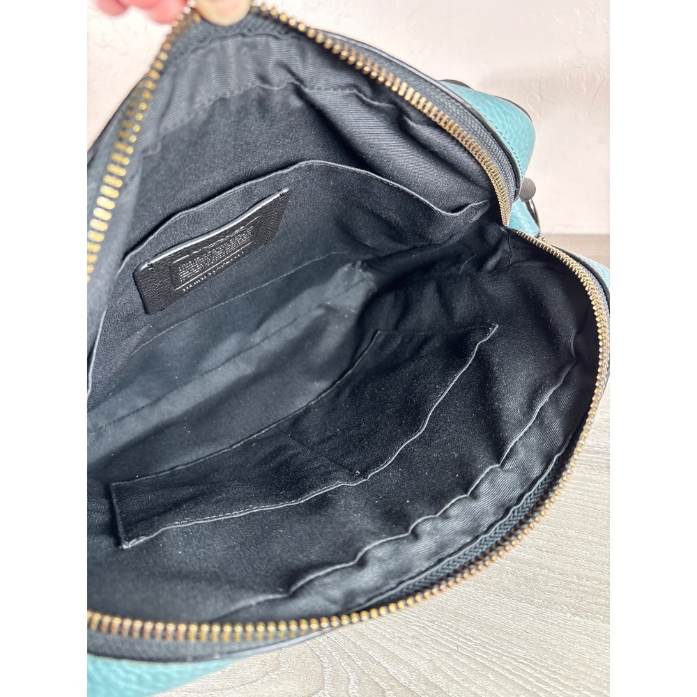 Coach Gharles Camera Bag Blue/Green Black Pebbled Leather Crossbody Messenger - Picture 8 of 9